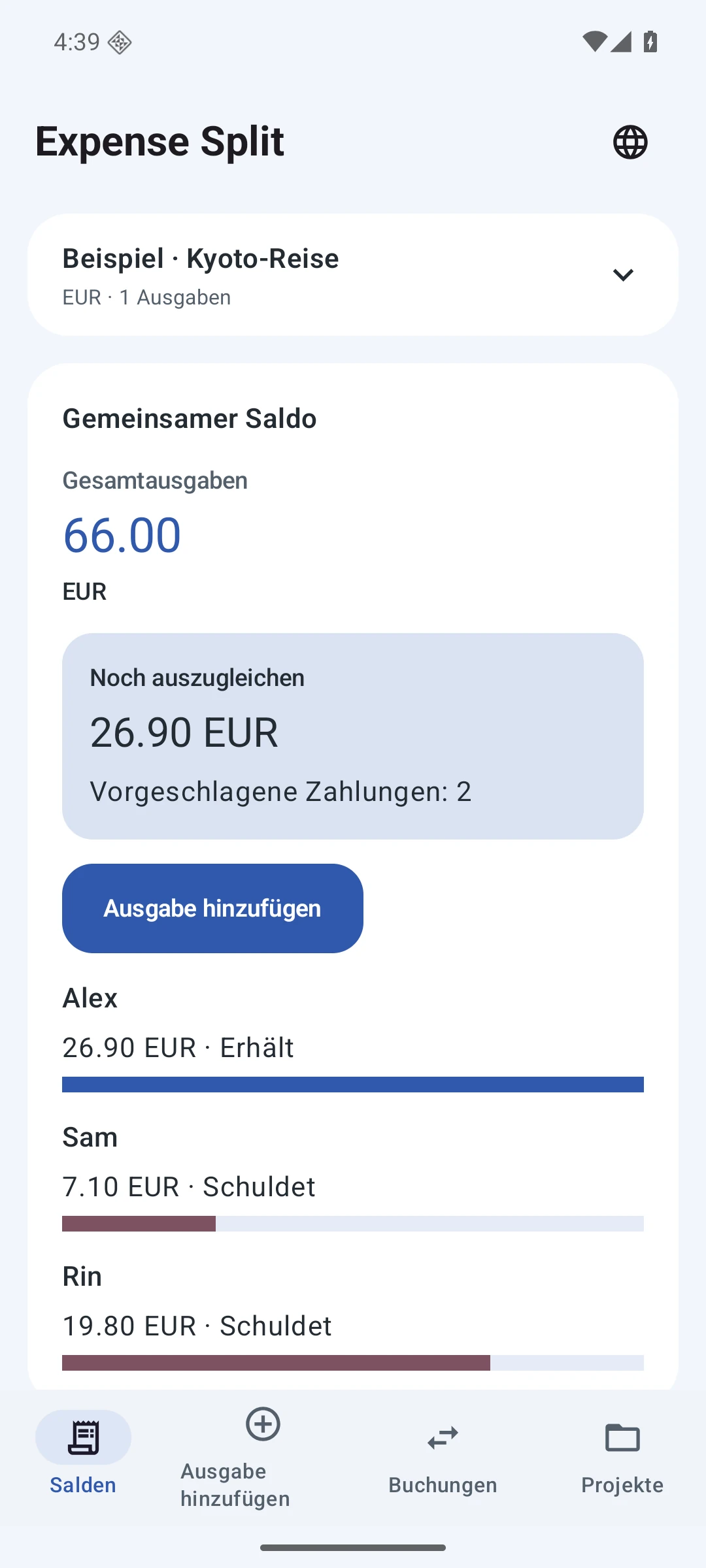 Salden und Ausgleich — Deutsch