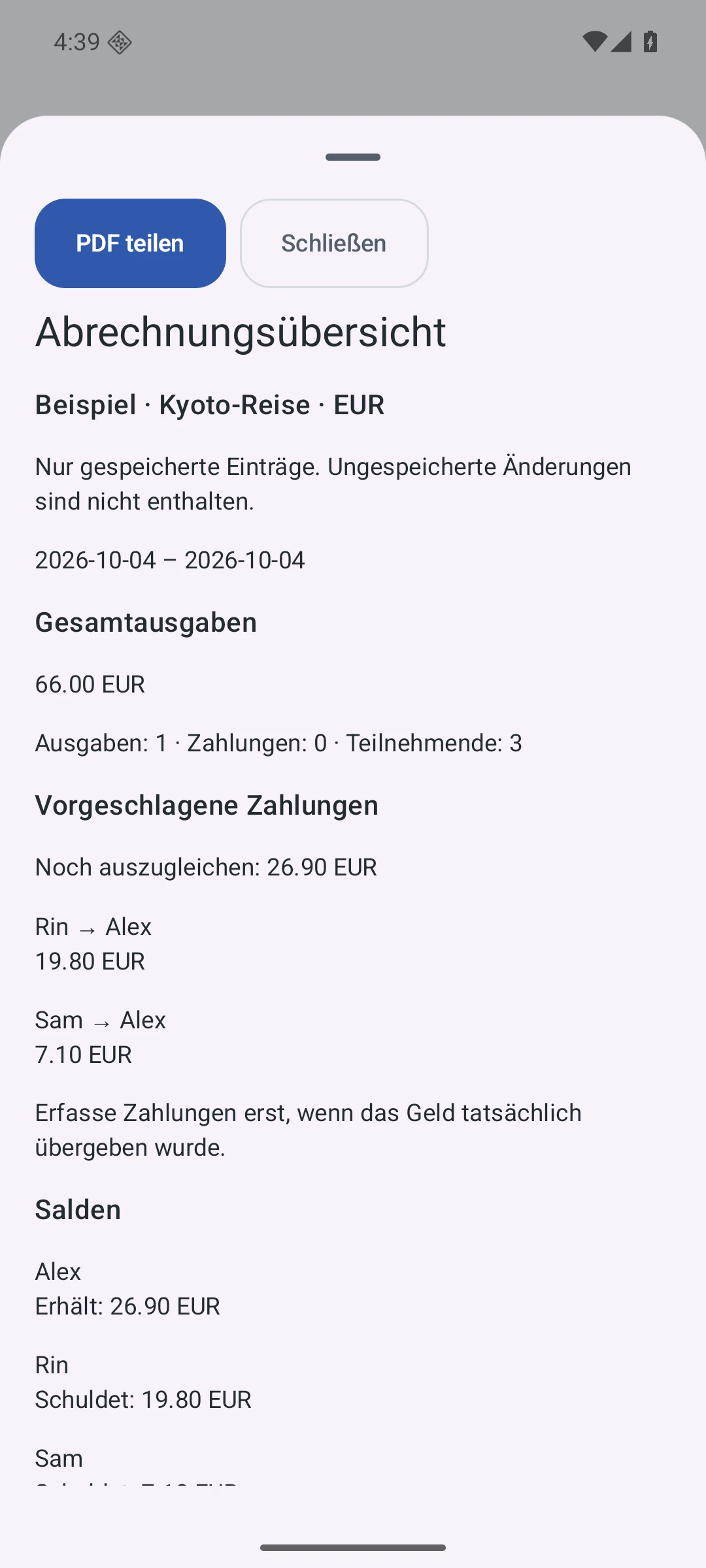 Berichtsvorschau — Deutsch