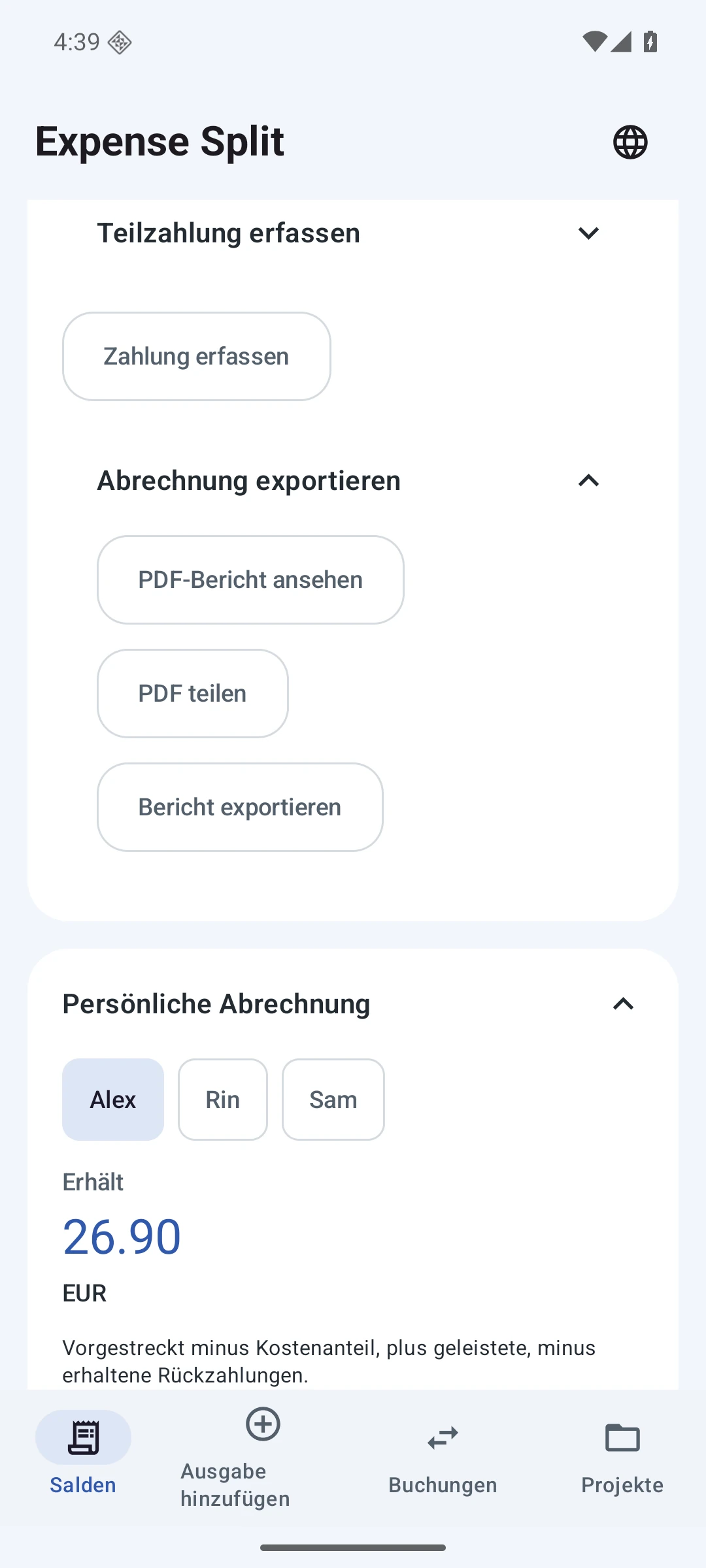 Persönliche Abrechnung — Deutsch