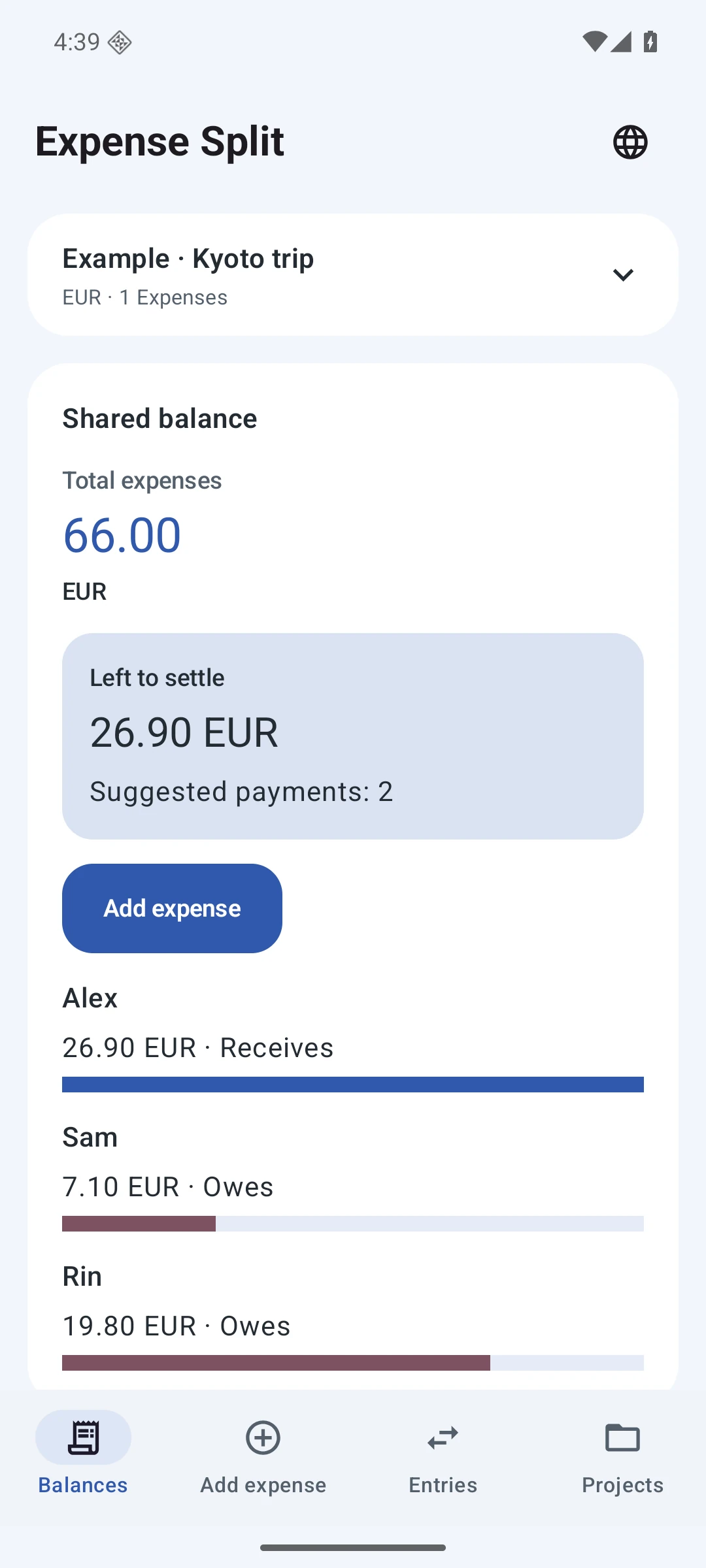 Balances and settlement — English