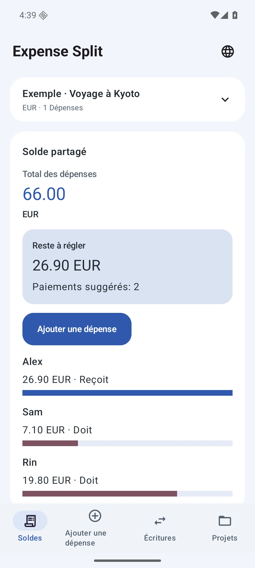 Soldes et règlements — Français