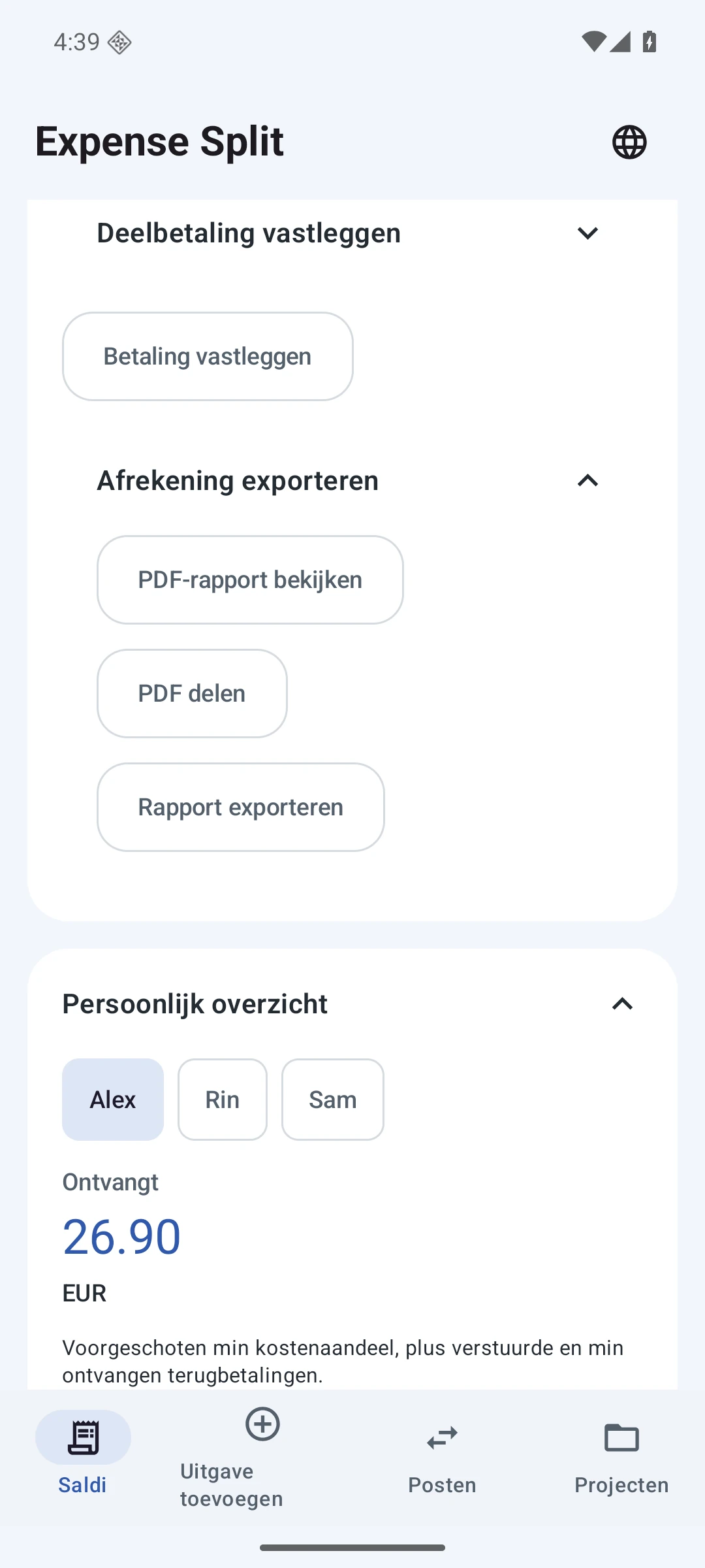 Persoonlijk overzicht — Nederlands